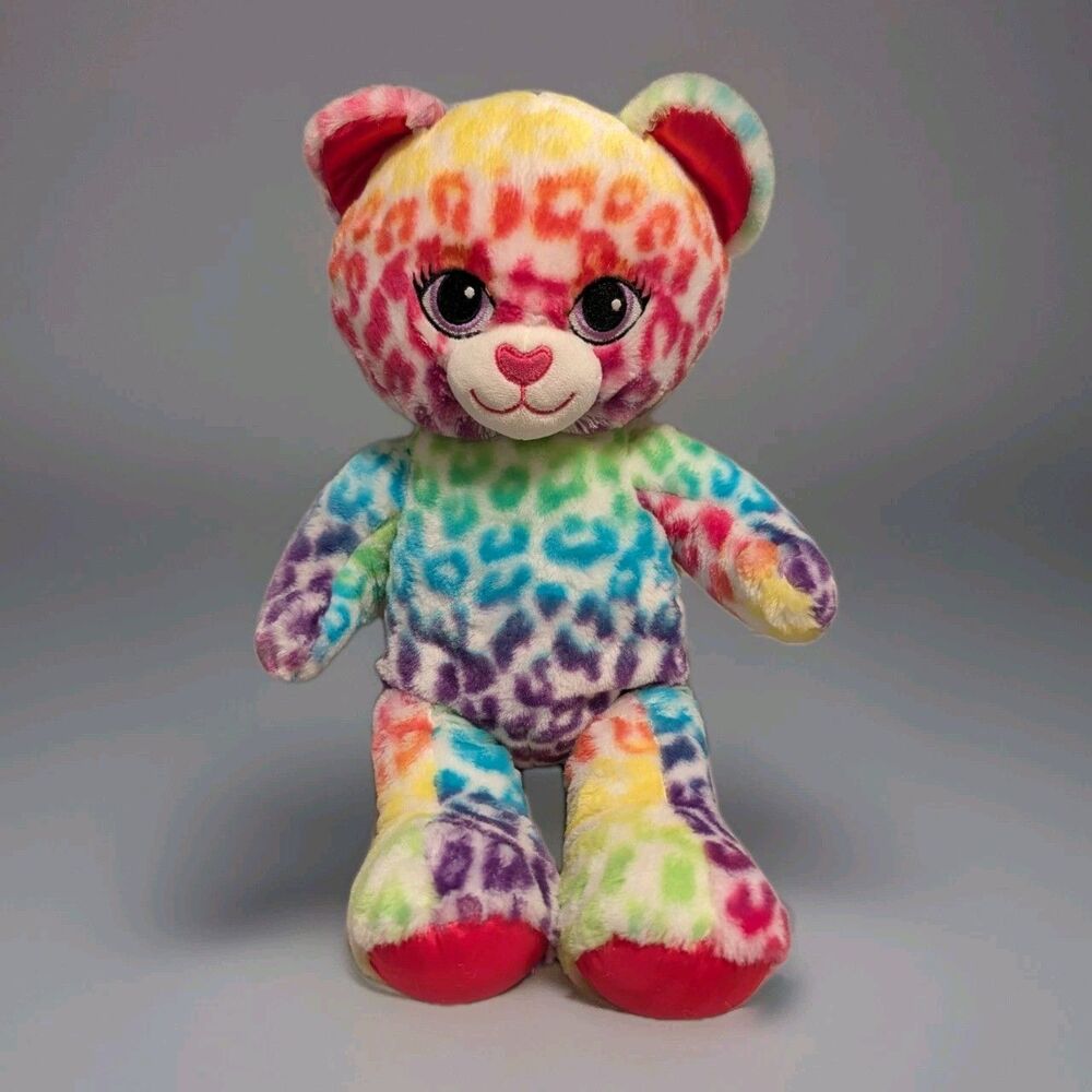 Build A Bear Workshop Lisa Frank Inspired 17" Rainbow Leopard Plush Stuffed BAB